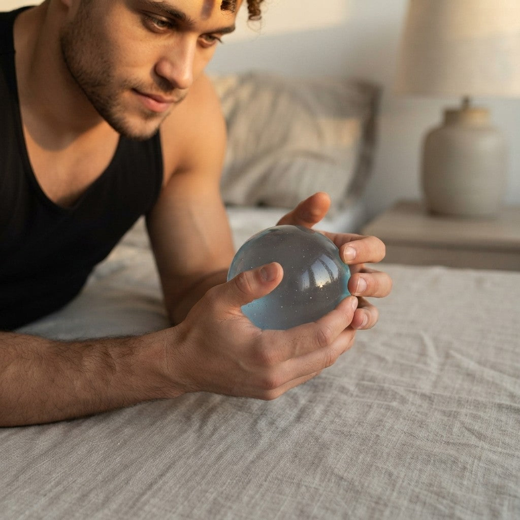 CalmGrip slow-rise sensory stress ball lifestyle photo
